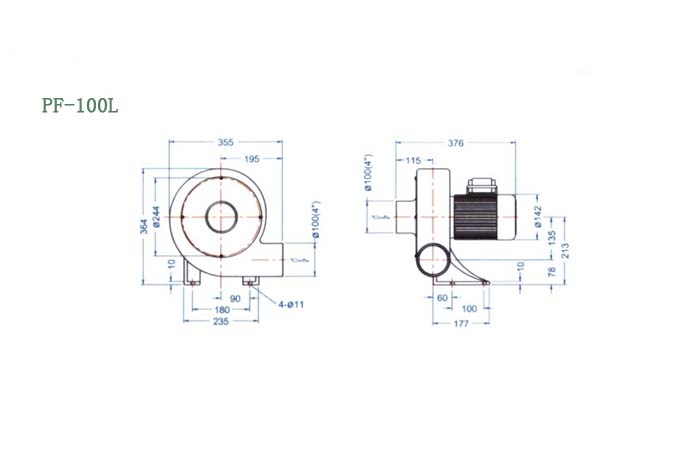 PF-100L,0.4kw直葉式風(fēng)機(jī)